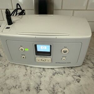 HP Photosmart A510 Photo Printer - Light Gray and White with case